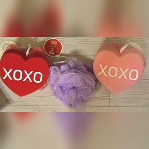 Heart Shape Two-Sided Bath Sponge Set of  7
